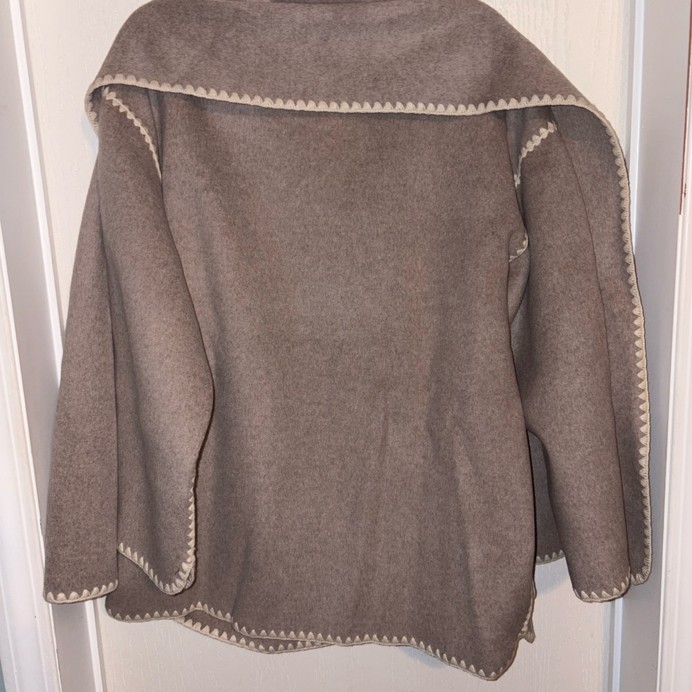 NWT Quince Double-Faced Merino Wool Scarf Coat in Oat color size Large - Picture 4 of 14